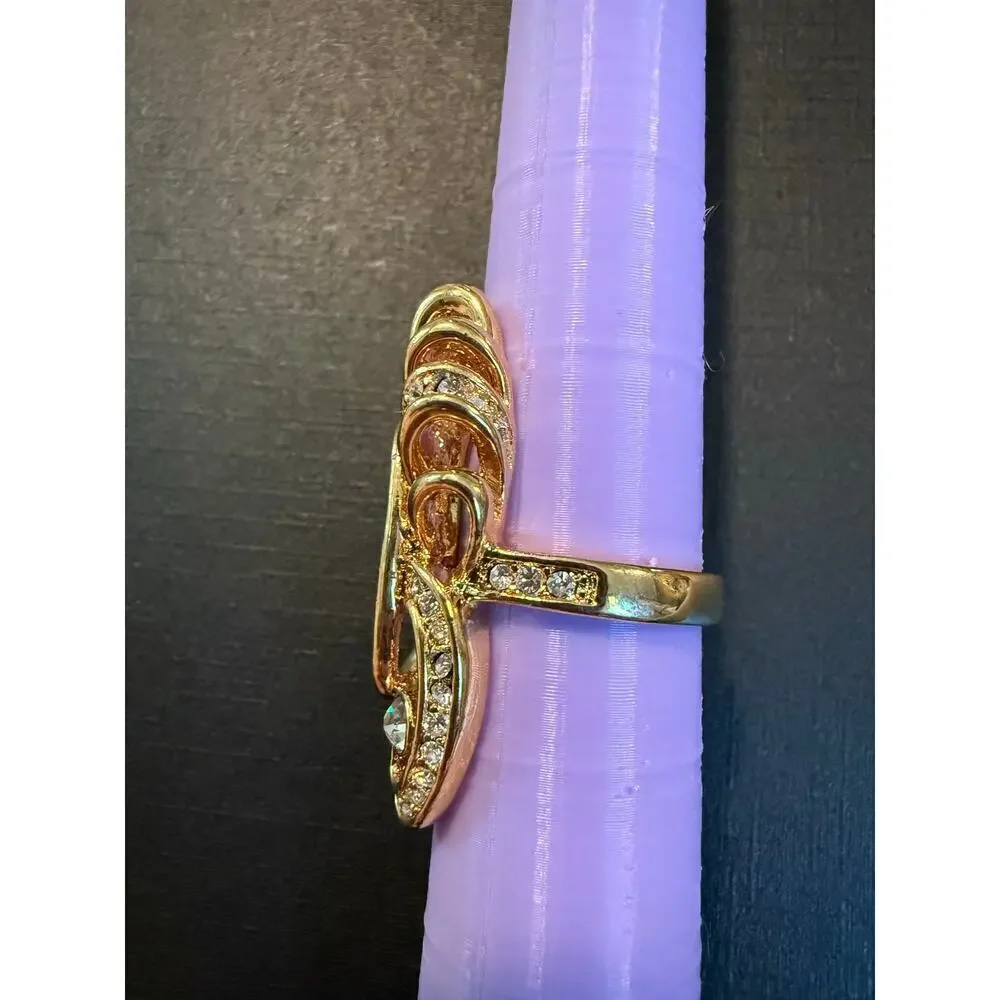 TJ Fallon Jewelry Swirl & Rhinestone Statement Ring size 8.75